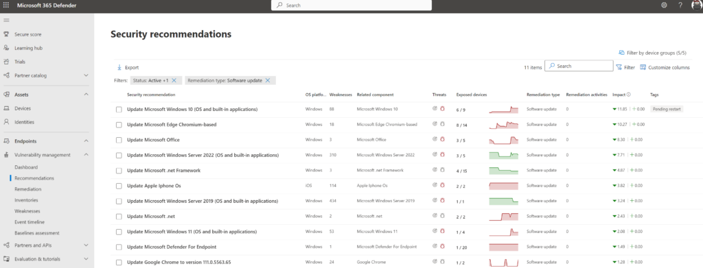 vulnerability management defender for endpoint