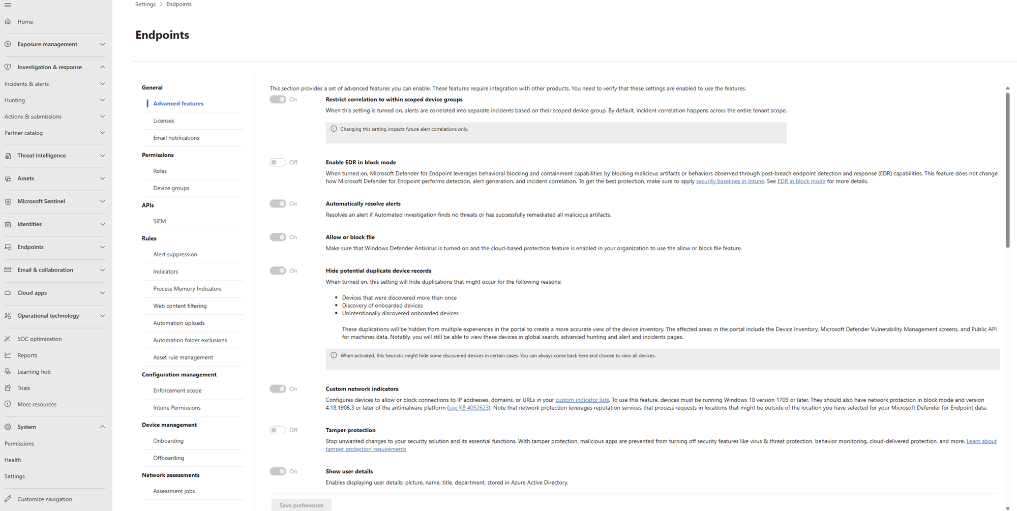 security management for microsoft defender for endpoint
