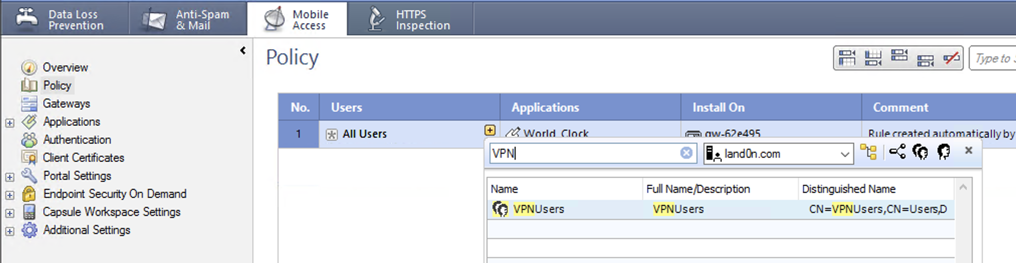 checkpoint mobile vpn